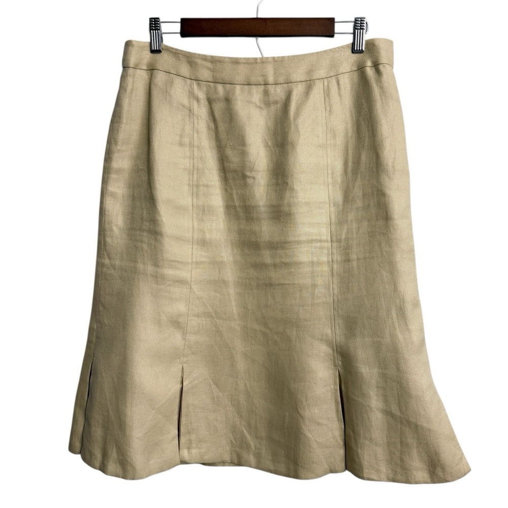 Lauren Ralph Lauren Beige Linen Midi Skirt